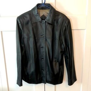 Vintage woman’s black leather jacket